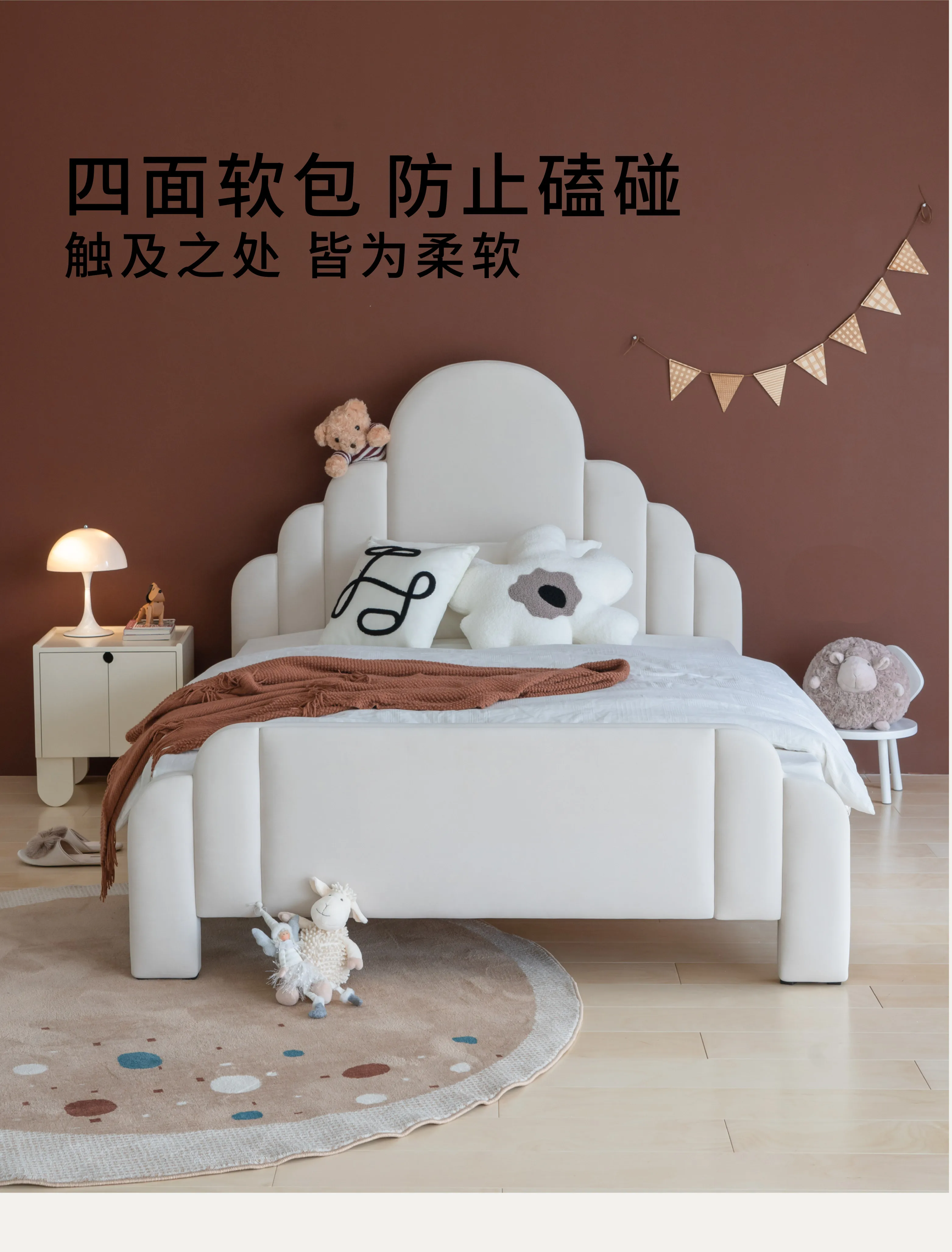 Technológie textílie posteľ moderný minimalistický Nordic spálňa detí svetlo luxusné masívneho dreva čelo ružová