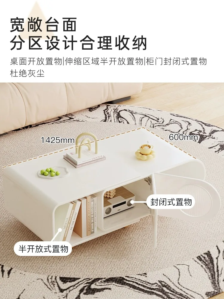 Krém Štýl Skladovanie Čaju Tabuľka Obývacia Izba Domov Svetla Luxus a Jednoduchosť Moderného Nové Zaťahovacie Čaj Stôl