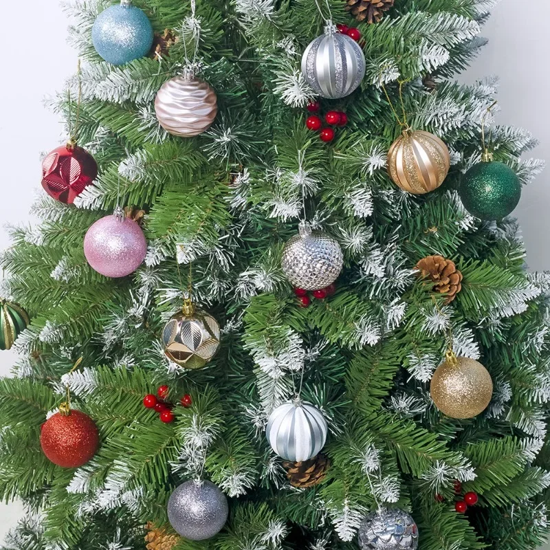 Vianočný stromček prívesok Vianočné dodávky darčekové dekorácie farebné gule 6cm12pcs box PVC Vianoce displej loptu