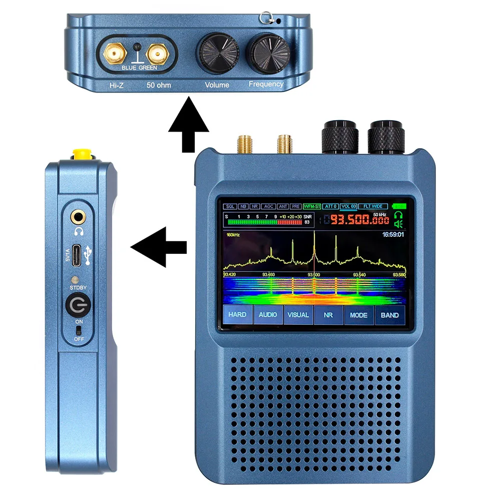 SDR Prijímač 50kHz-250MHz 400MHz-2GHz Prenosné AM SSB(LSB USB) CW NFM WFM Rádio Prijímač, 3,5