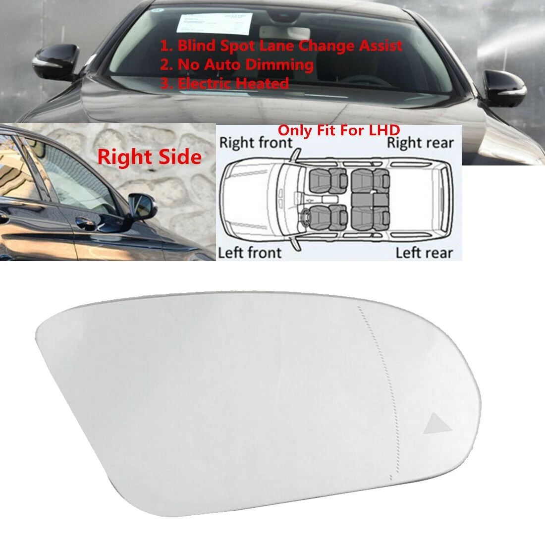 Pravej Strane Krídla Spätné Zrkadlo Gl Blind Spot Vyhrievané pre Mercedes-Benz C,E,S,GLC Cl W205 W222 W213 X253 2013-2021