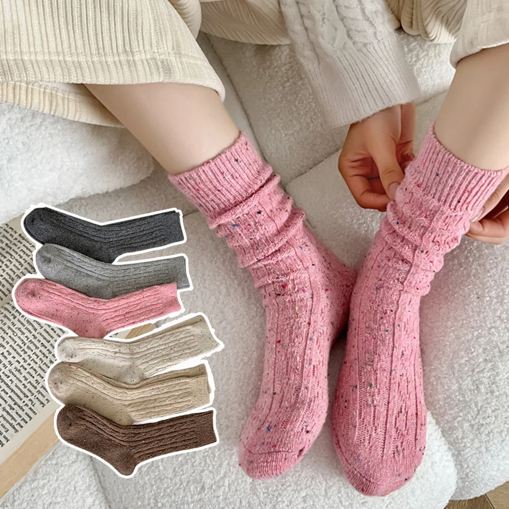 Dámske Ponožky Zimné Nové Novinka Módne Japonský Štýl Bežné Posádky Ponožky Teplé Prekladané Jeseň kórejský Vlnené Ponožky Pre Dievčatá Trendy