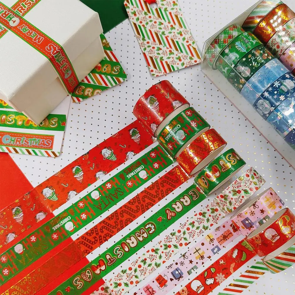 Vianočné Washi Pásky, Baliaci Dekoratívne Pásky Bohaté Farby Nádherné Vzor Nepremokavé Zápisník Nálepky Washi Pásky Dekor