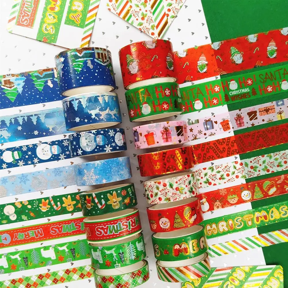Vianočné Washi Pásky, Baliaci Dekoratívne Pásky Bohaté Farby Nádherné Vzor Nepremokavé Zápisník Nálepky Washi Pásky Dekor