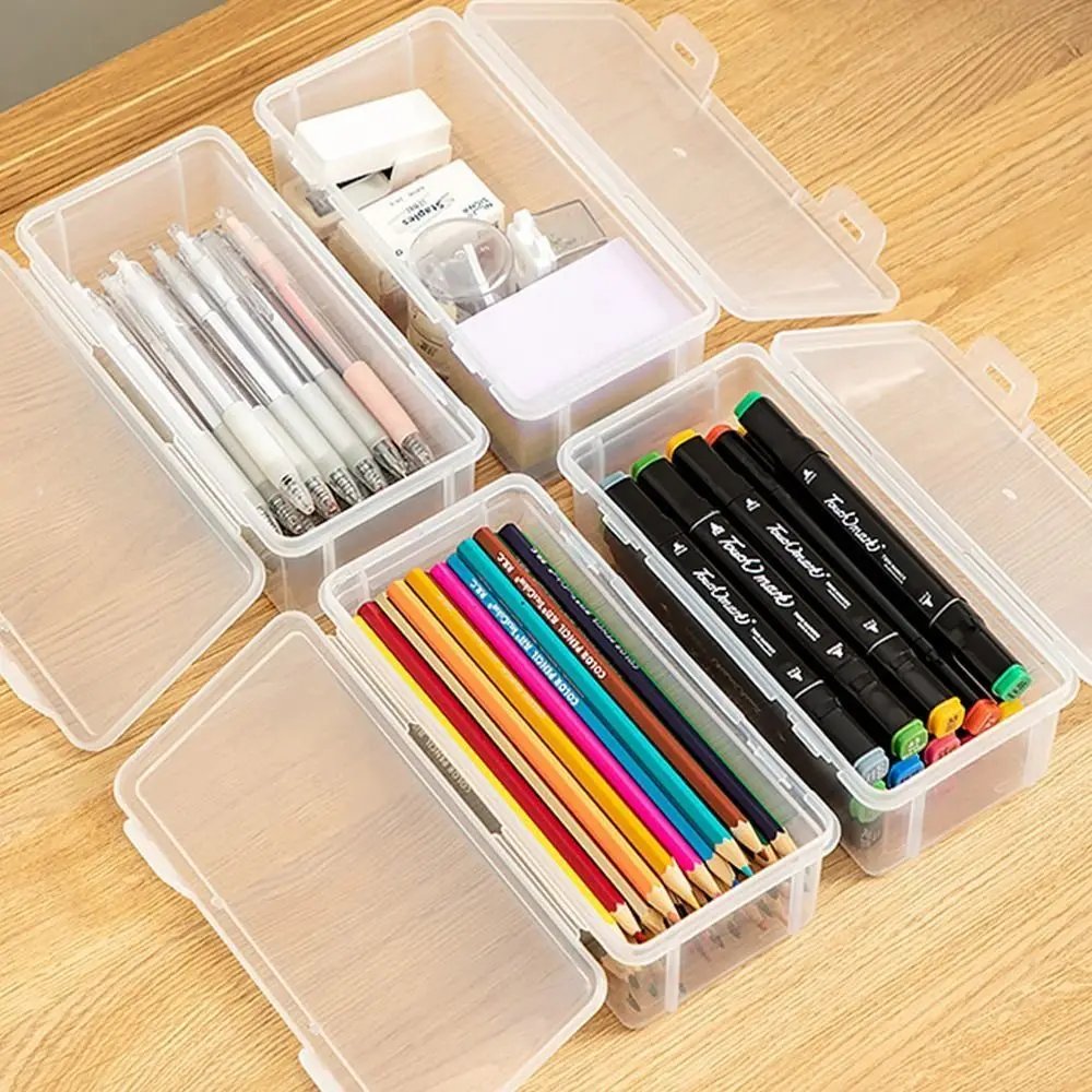 Transparentné Ceruzka Box Vodotesný, Prachotesný Pero, Ceruzka Prípad Plastové S Buckled Ploche Úložný Box Školské Potreby