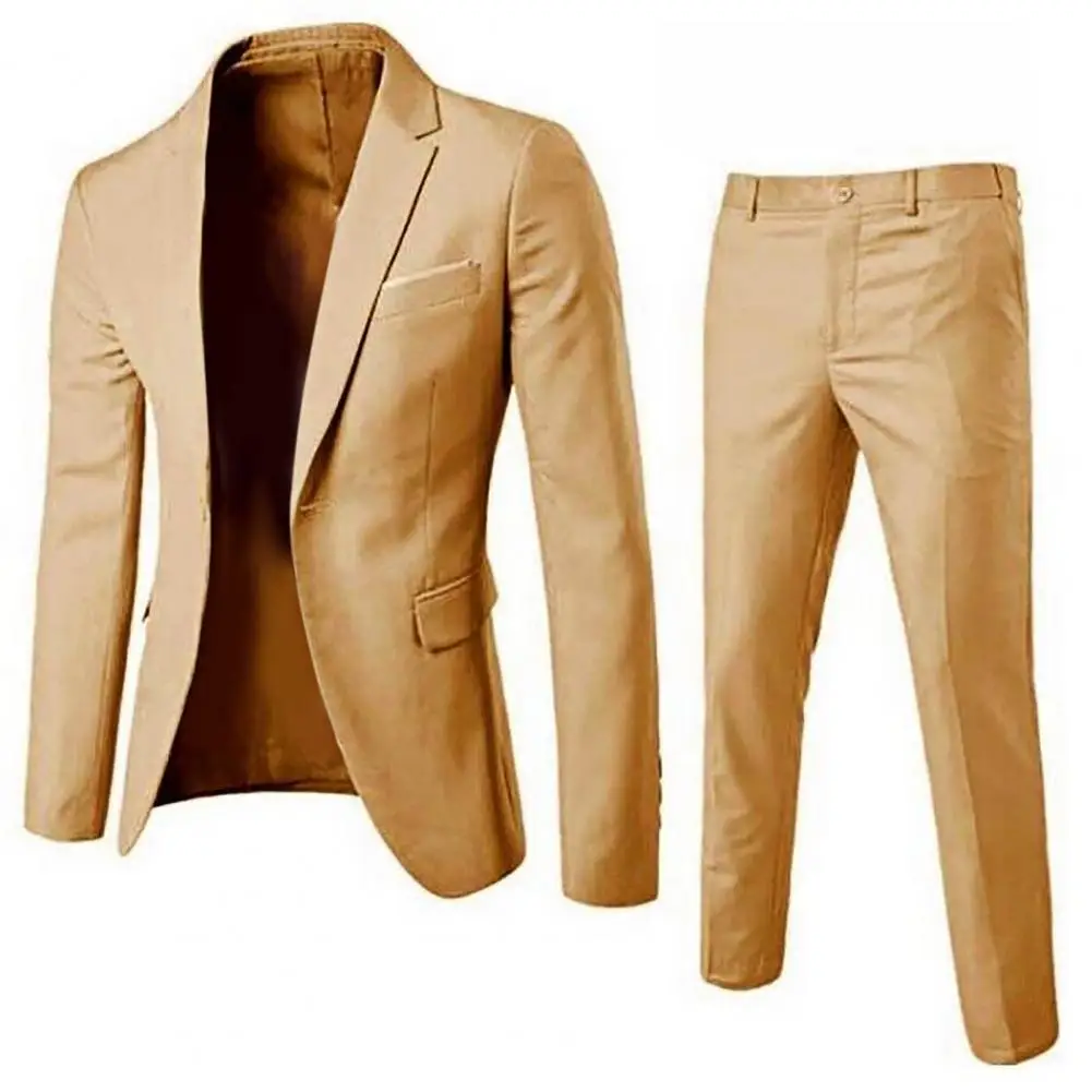 1 Nastavte Štýlový Obleku Slim Fit Kože-touch Obleku Jedno Tlačidlo Formálne Business Oblek Ženícha