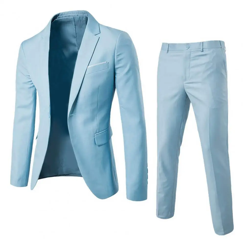 1 Nastavte Štýlový Obleku Slim Fit Kože-touch Obleku Jedno Tlačidlo Formálne Business Oblek Ženícha