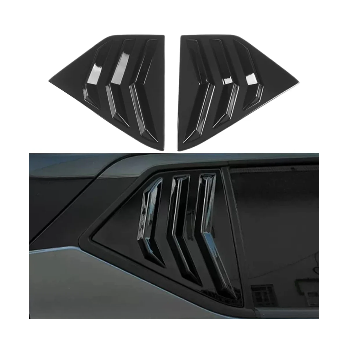 Zadné Bočné Okná Žalúzie pre Nissan Kopy 2018-2023 Air Vent Lopatka Odtiene Kryt Príslušenstvo - Bright Black