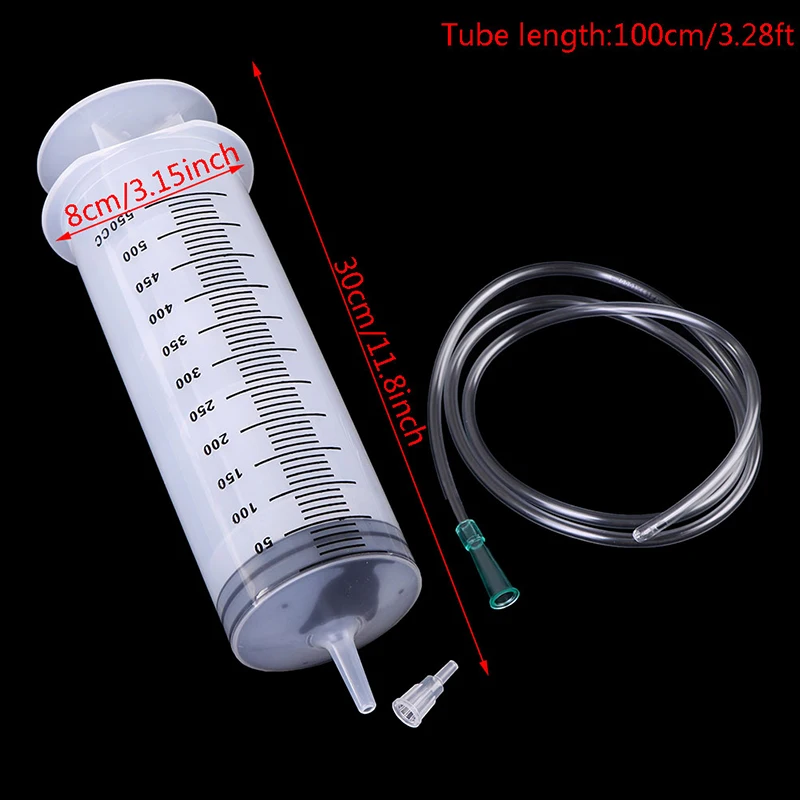 500 ml CC Striekačku injektor Jasné, Plastové Veľké Jednorazové Striekačky s Hadicou Trubice