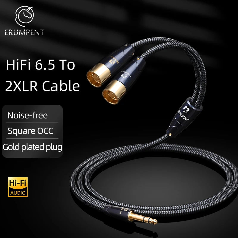 ERUMPENT HiFi 6,5 2XLR Aduio Kábel Hi-end 6.35 TRS Vyvážené 2XLR Mužskej 3 Pin Kábel pre Zmiešavač Zosilňovač ZOSILŇOVAČ