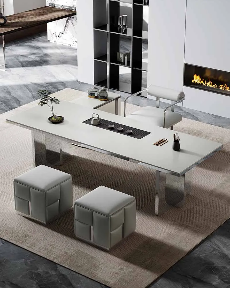 Skalné Platne Čaj Stôl Moderný Jednoduchý Office Príjem Kung Fu Čaj Stôl High-end Atmosféru talianskej Svetlo Luxusný Čaj Robiť Tabuľka
