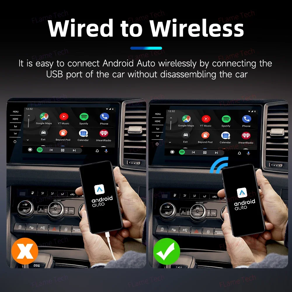 Android Auto Bezdrôtový Adaptér, Smart AI Políčko Auto OEM Káblové Android Automatické Bezdrôtové pripojenie USB Dongle pre SamSung Xiao Najnovšie Mini Tela