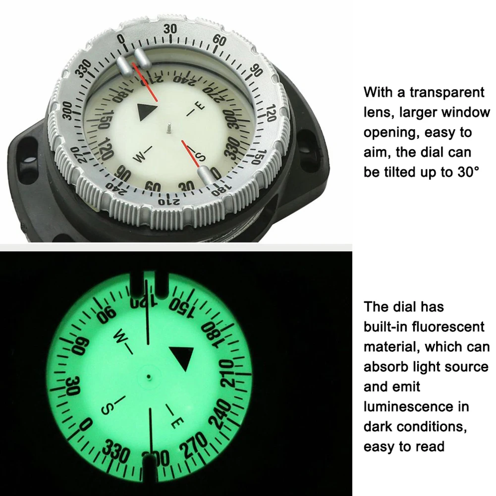 50m Prenosné Podvodná Navigácia Kompas Nepremokavé Svetelný Dial Zápästie Kompas Pre Potápanie Camping