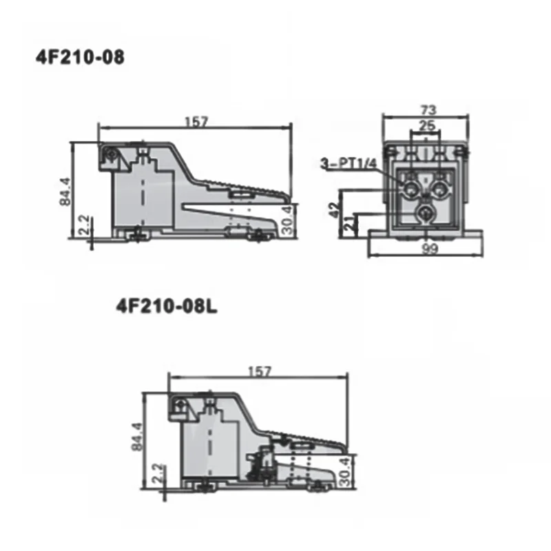 4F210-08 4F210-08L pneumatické spätný ventil nožný spínač ovládanie ventilu