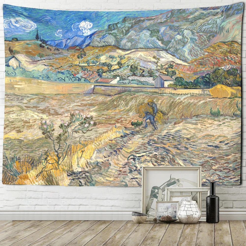 Olejomaľba Poľnohospodárskej Pôdy Gobelín Stene Visí Hippie Psychedelic Čiar Van Gogh Abstraktné Umenie Domova