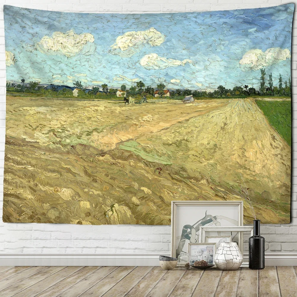 Olejomaľba Poľnohospodárskej Pôdy Gobelín Stene Visí Hippie Psychedelic Čiar Van Gogh Abstraktné Umenie Domova