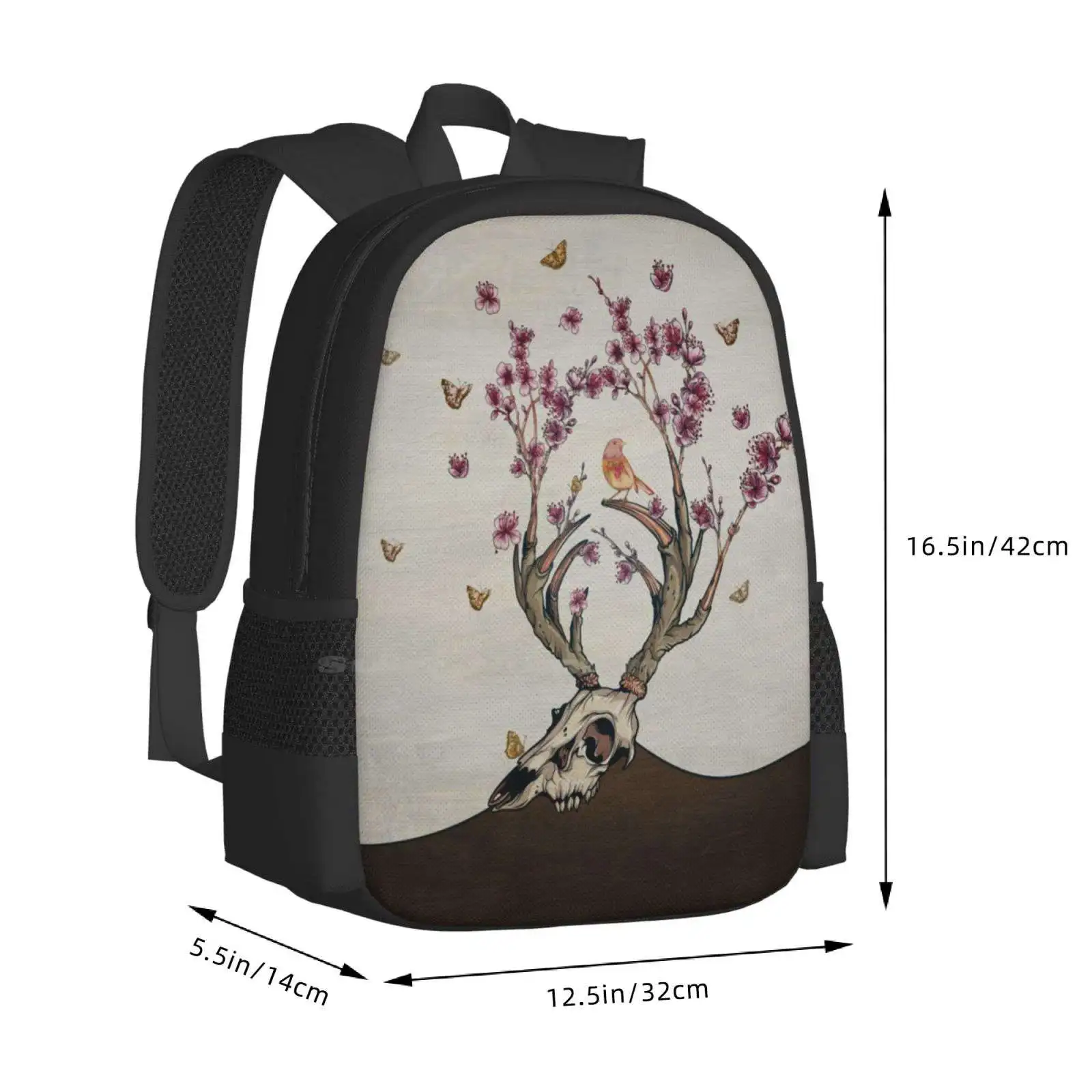 Život Školské Tašky Pre Dospievajúce Dievčatá Notebook Cestovné Tašky Lebky Vták Motýľ Horn Sakura Kvet Zeme Čerešňové Kvety Stromu