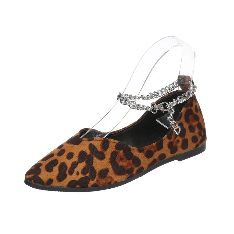Značka Leopard Ženy Bytov Topánky Na Jar Semiš Ukázal Prst Ležérne Topánky 2024 Nové Módne Chôdza Plytké Mäkké Jediným Zapatos Mujer
