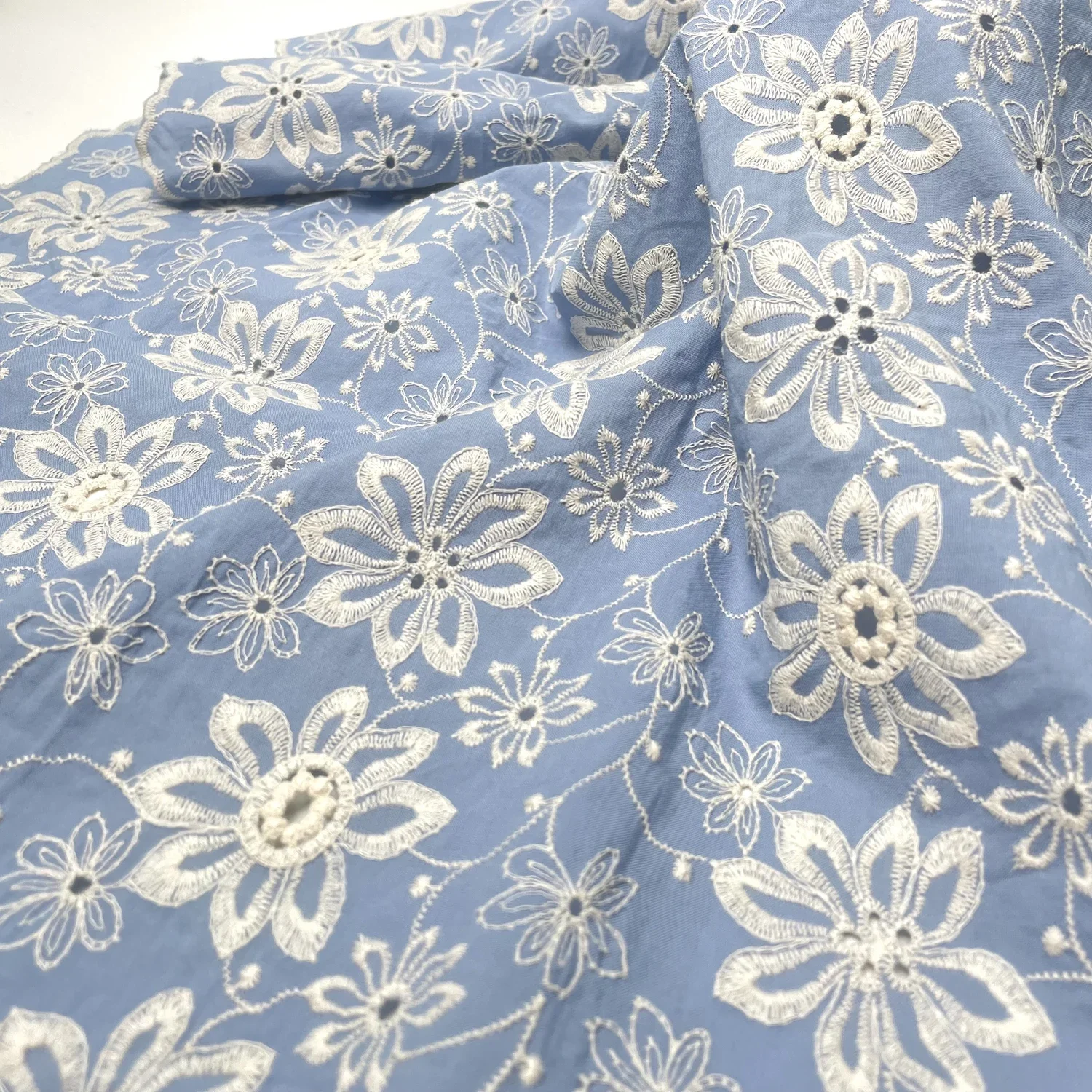 100% Bavlna Modrá Prietok Plastický Žakárové Tkaniny pre Dizajn Šijací Materiál, Svadobné Šaty, Odev, Textílie, 125 cm Predáva Meter