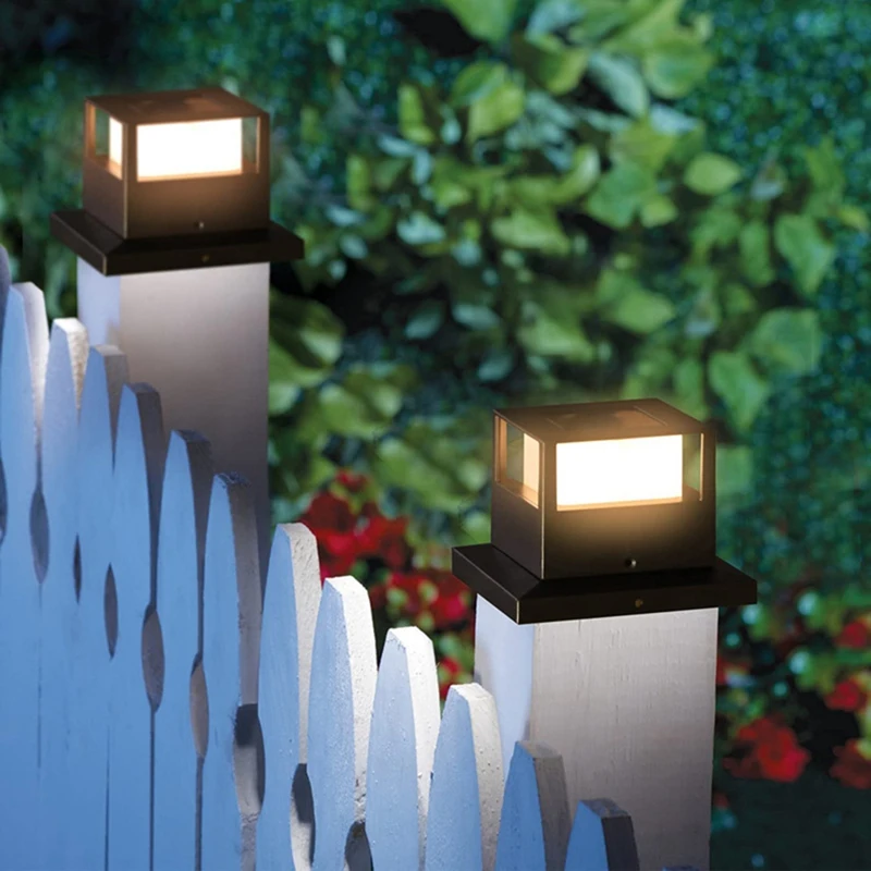 2 Kus Slnečné Svetlo Plot, Brána Pilier Hlavu LED Lampa Black Villa Stĺpec Lampa Pre Dom Bránou, Terasa, Záhradné Steny