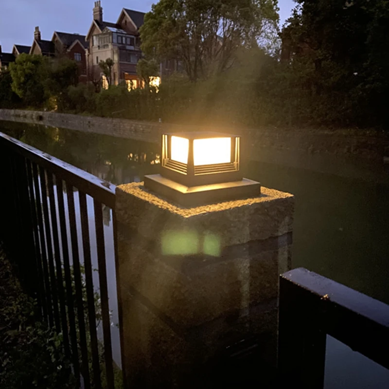 2 Kus Slnečné Svetlo Plot, Brána Pilier Hlavu LED Lampa Black Villa Stĺpec Lampa Pre Dom Bránou, Terasa, Záhradné Steny