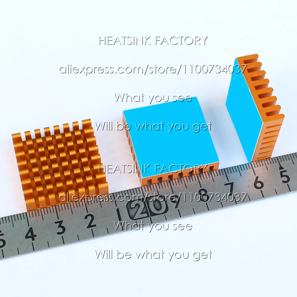 28x28x8mm Zlatý Tón Hliníkový Chladič Tepelná Lepiaca Podložka Chladič pre Chladenie IC Tranzistor Modul PCB