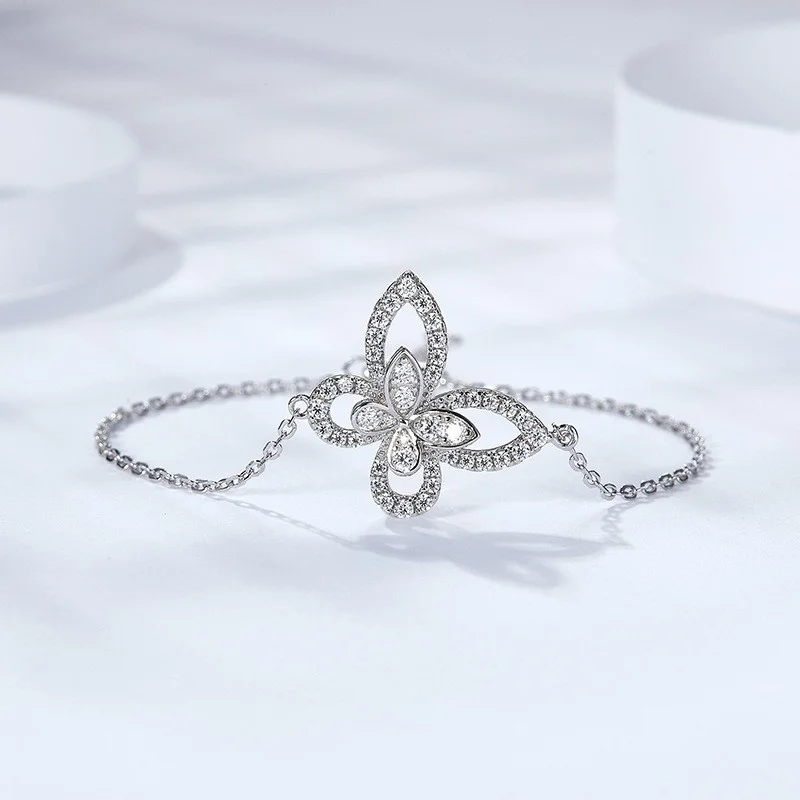 BM6004 Lefei Módne Luxusné Trend Klasické Diamond-nastavenie Moissanite Jemné Motýľ Náramok Pre Ženy 925 Silver Strany Šperky Darček