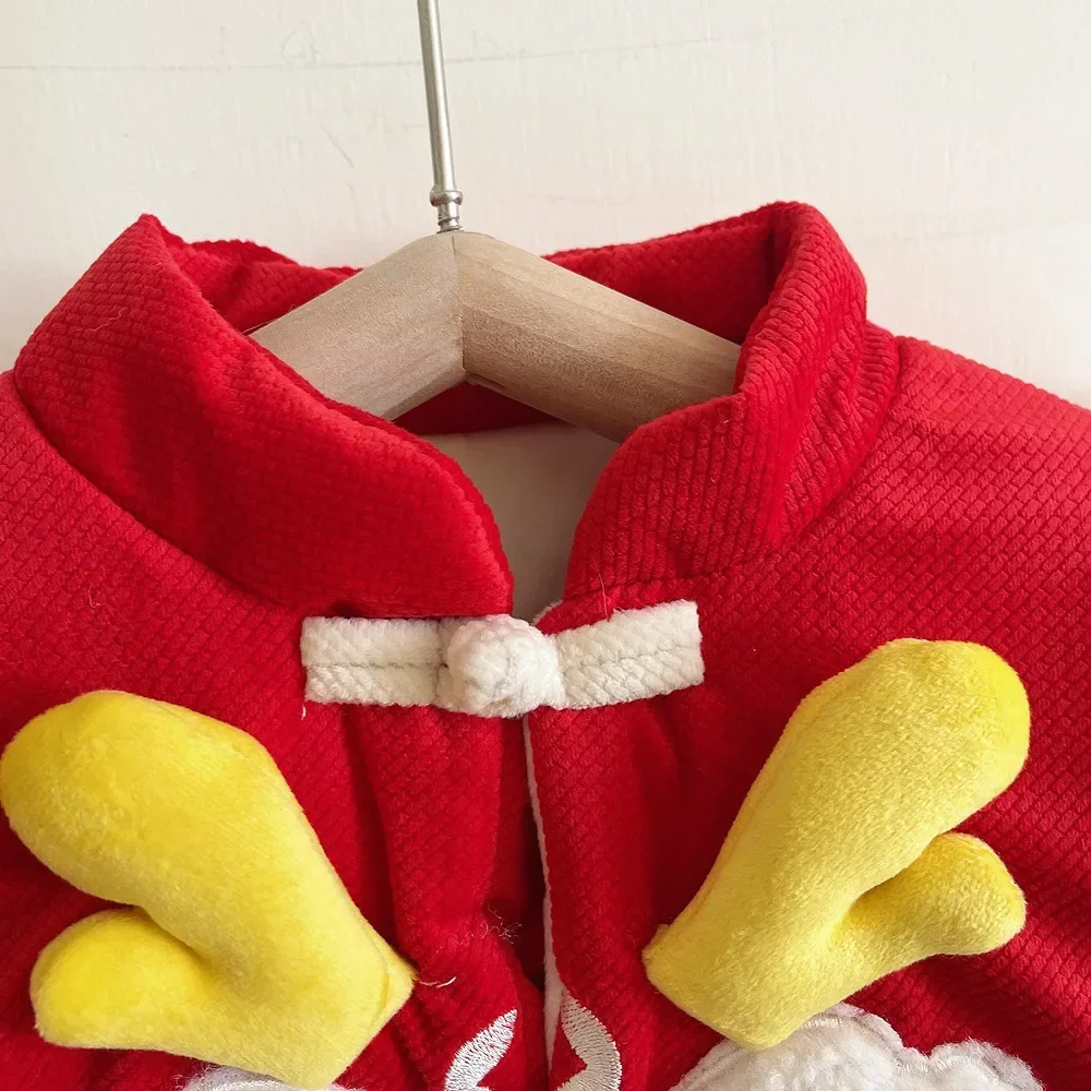 2024 Zimné detské Oblečenie pre Chlapcov Čínsky Nový Rok Baby Digital Dragon Výšivky Zahustiť Prívesok Dieťa Červená Tang Vyhovovali Deti
