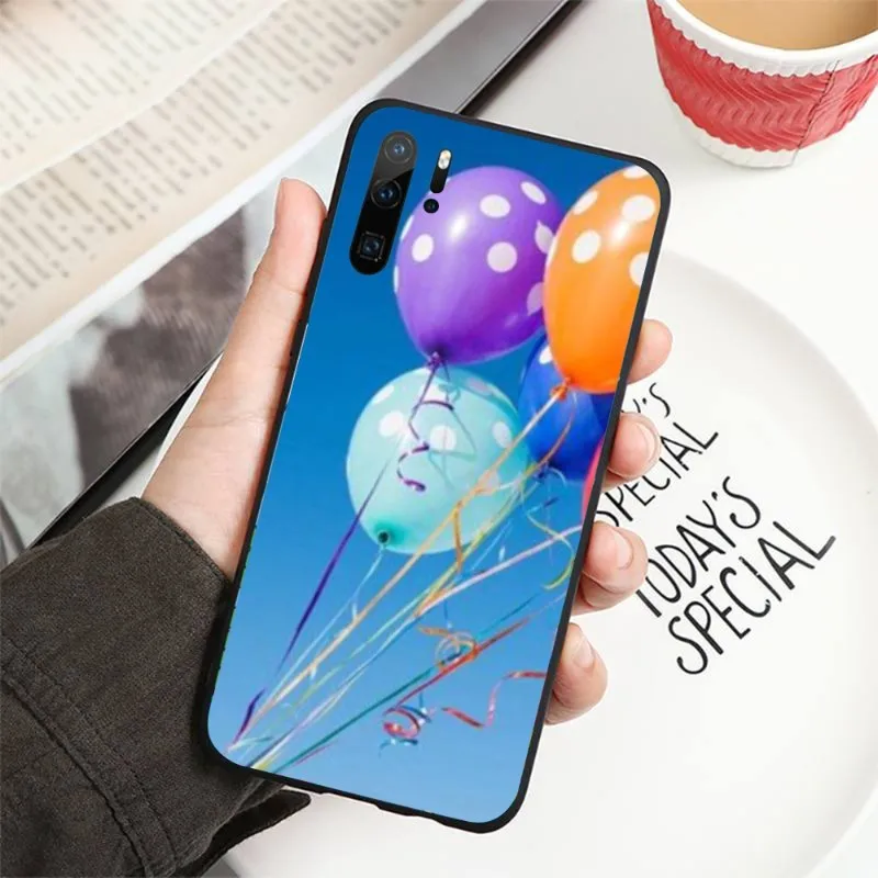 farebné balóny Telefón puzdro Na Huawei P50 P30 P40 Pro Lite P Smart 2019 2021 Magic 3 Mäkký Čierny Kryt Telefónu