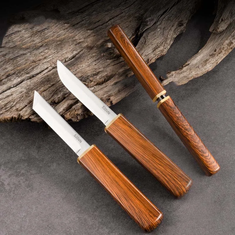 Outdoor camping dvojitý nôž, prenosné ovocie nôž, nôž z nerezovej ocele, non-slip rukoväť