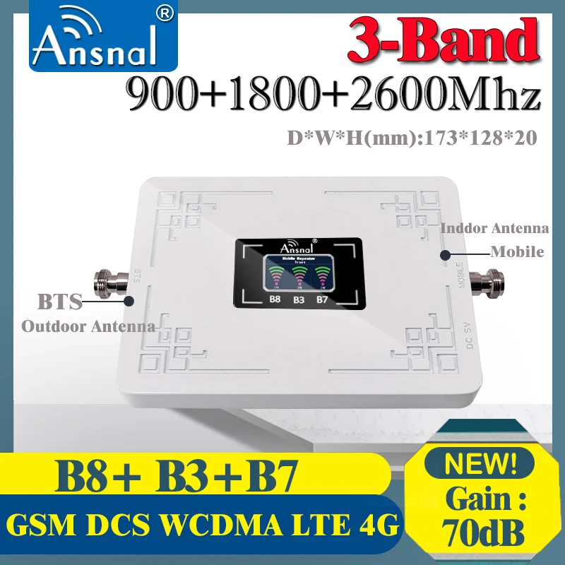 HotDeal!! 4G Celulárnej Zosilňovač Tri Band B20 800 900 1800 2100 2600 Mobil Mobilnej GSM Repeater 2g3g4g Mobilný Signál Booster