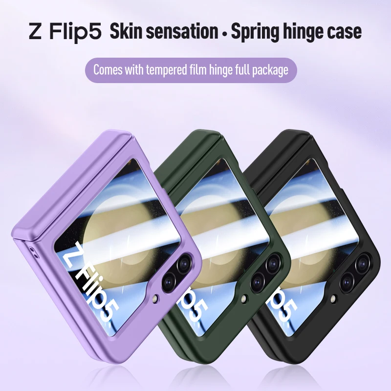 Pre Samsung Galaxy Z Flip 5 Flip5 Prípade Matnej Koži-Priateľský, S Tvrdeného Skla Záves All-inclusive Skladacie Shockproof Pevný Kryt