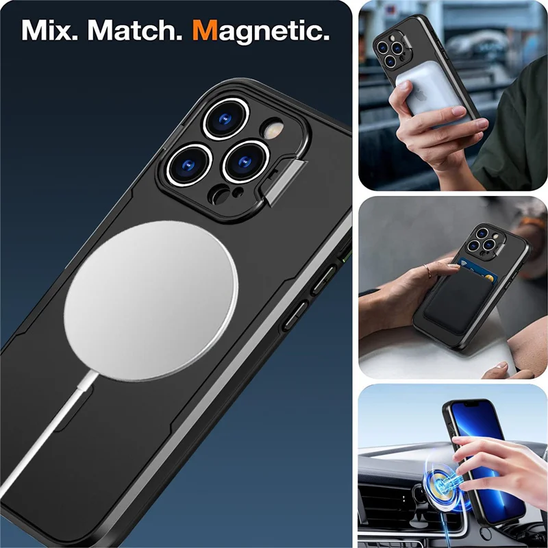 Vhodné pre iPhone 15, 14, 13, 12, 11 Pro max telefón prípade, ochrana očí, okno držiteľ, magsafe magnetické sacie ochranné cas