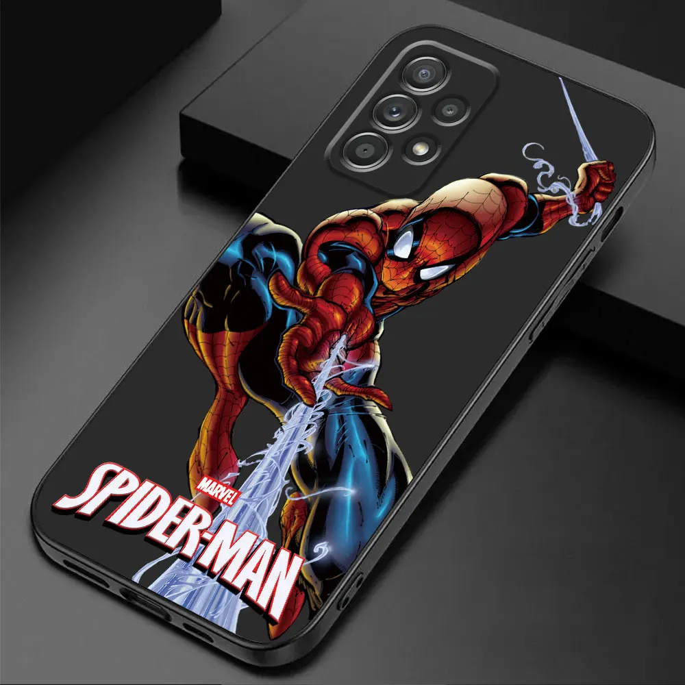 Puzdro pre Samsung Galaxy A53 A34 A33 A13 A14 A04 A04e A04s A72 A23 A24 A52s A54 Marvel Spider-Man Anime Brnenie jemný Čierny Kryt