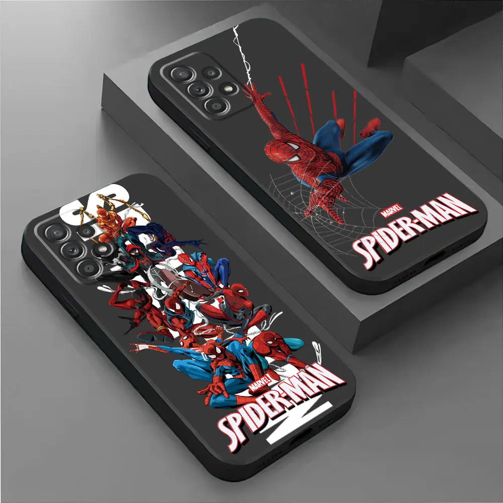 Puzdro pre Samsung Galaxy A53 A34 A33 A13 A14 A04 A04e A04s A72 A23 A24 A52s A54 Marvel Spider-Man Anime Brnenie jemný Čierny Kryt