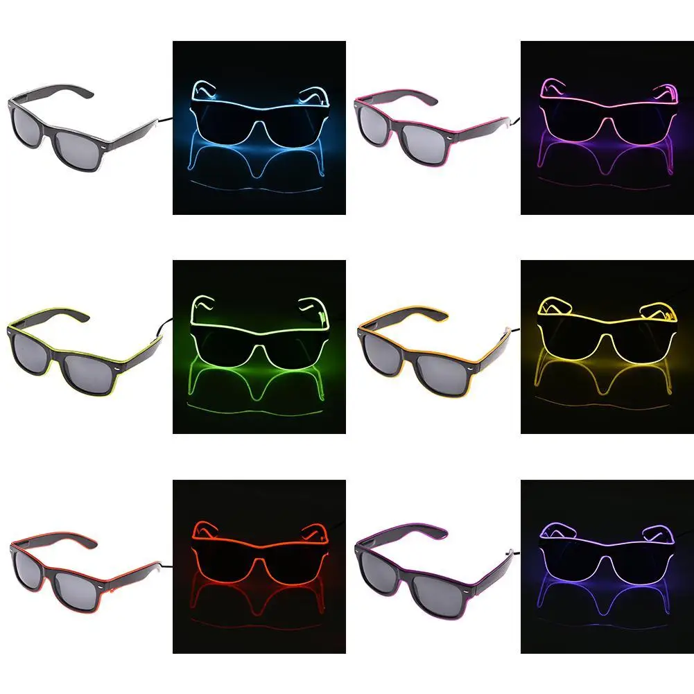 NOVÝ Štandard Čierne Šošovky Svietiace LED Okuliare EL Drôt Neon LED Studené Svetlo Okuliare pre Vianočný Tanec Svietiace Party Dodávky