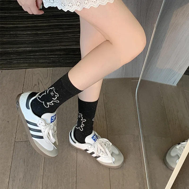 Roztomilé Ponožky Ženy Cartoon Medveď Tlač Japonský Kawaii Ponožky Sladké Dievčatá Bežné Harajuku Retro Vintage Streetwear Bavlna Dlhé Ponožky