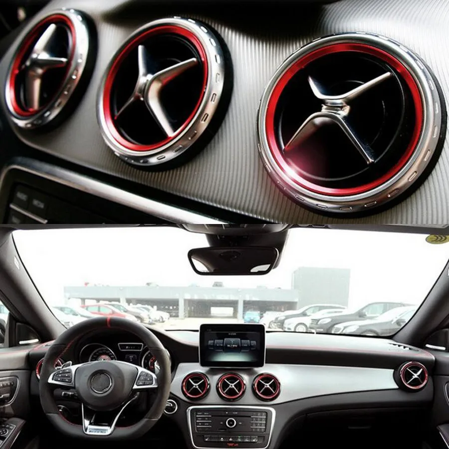 YAQUICKA 5x Auto Predné klimatizácia Výbava Zásuvky Prieduch Krúžok Kryt Výbava Kruh Pre Mercedes Benz A/B/CLA/GLA Trieda 180 200 220 2015