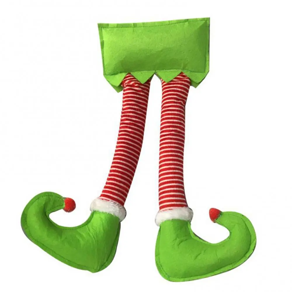 Auto Vianočné Ozdoby Elf Santa Claus Nohy Pruhy Vzor Vianočné Dovolenky Auto Strany Prívesok Príslušenstvo