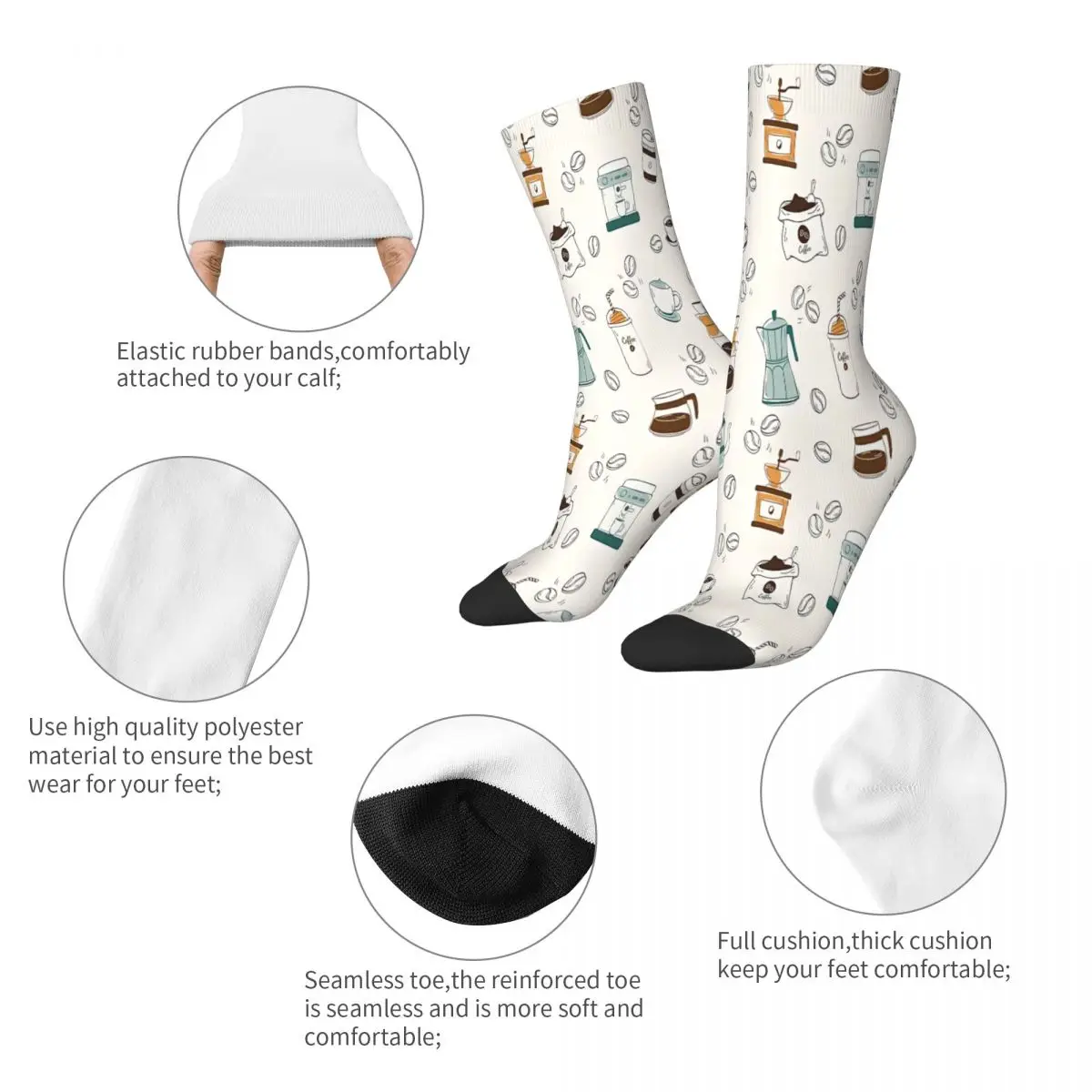 Káva Typu Ponožky, Ponožky Muži Ženy Polyester Pančuchy Prispôsobiteľné Legrační