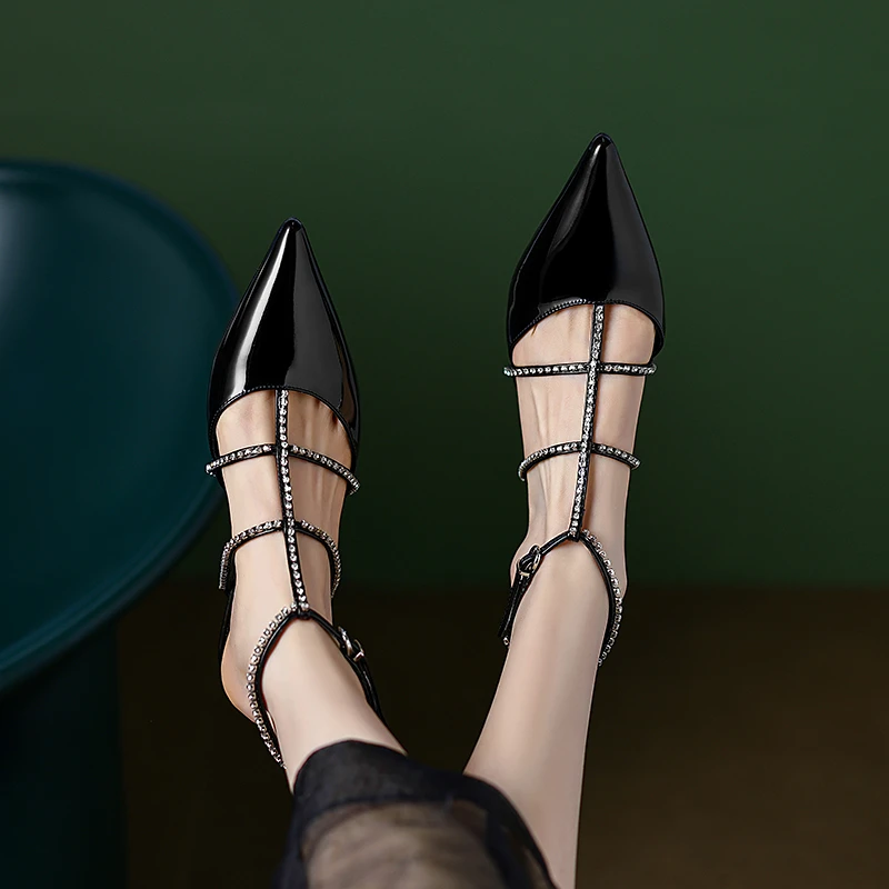 2023 Sexy Drahokamu Ženy Sandále Luxusné Dizajnér Vysoké Podpätky Lete Členok Pracky Popruhu Topánky Žena Strany Svadobné Stiletto