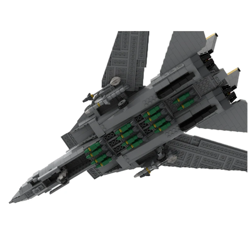 MOC Vojenské Model Jet Fighter F-14 Technické Tehly DIY Stavebné Bloky pre Montáž Modelu Tehly Displej Tvorivé Deti Hračky