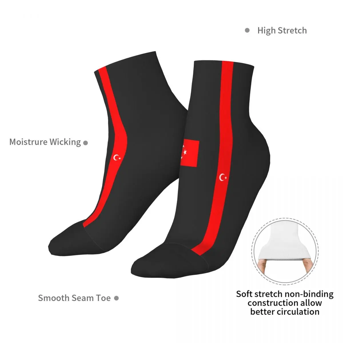 Klasický Dizajn Turecko Vlajka Členkové Ponožky Muž Mens Ženy Zimné Pančuchy Harajuku