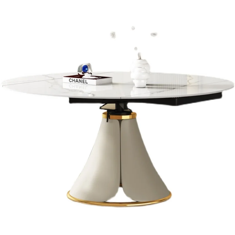Otáčanie a strečing rock tanier okrúhly jedálenský stôl taliansky štýl svetlo luxusné moderné jednoduchý jedálenský stôl a stoličky combinatio