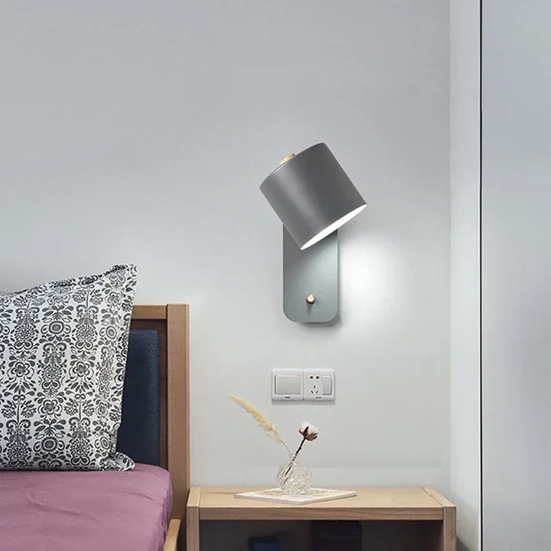 Nordic LED Nástenné Svietidlo E27 Otočná S vypínačom Sconces Pre Spálne Posteli Štúdia, Obývacia Izba, Schodisko, Chodba vnútorné Osvetlenie