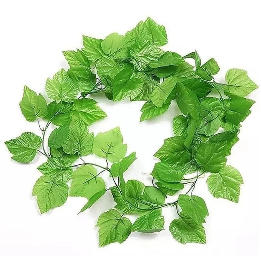 3ks 2.2-2.4 M Umelé Zelený Brečtan Listy Garland Vína Lístie Plastové Rastliny Večný Ratan Leaf Svadobné Dekorácie Domova