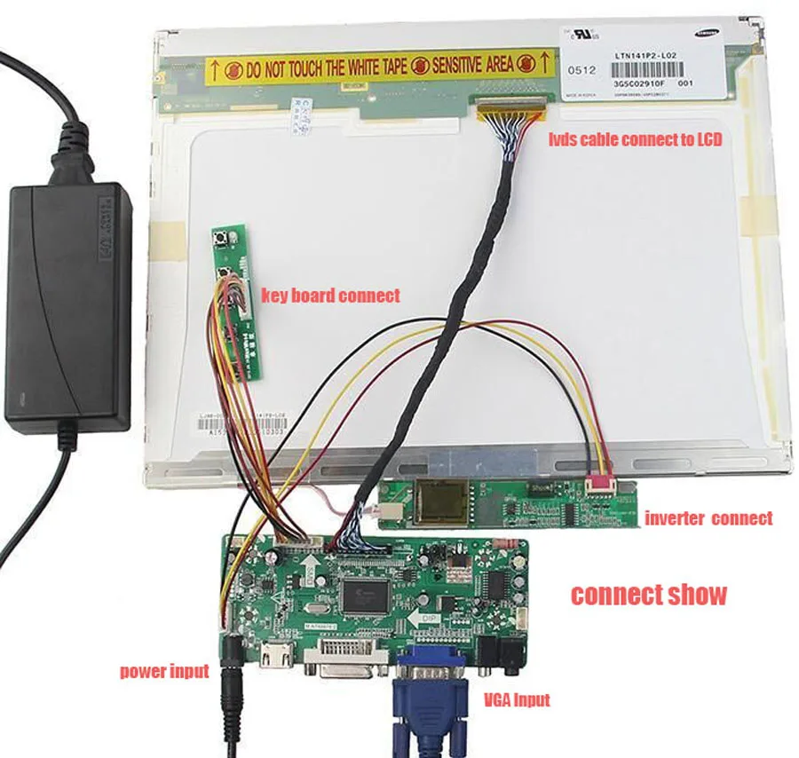 Držiak pre CLSS154Wb03A Panel monitor Radič rada DVI 30pin Ovládač obrazovky 1 280 X 800 Signál VGA 15.4