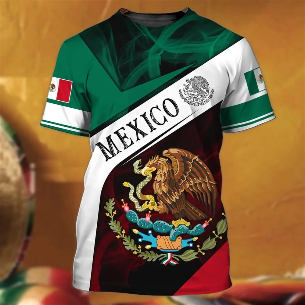 Mexické Eagle 3D Tlač Mens T Tričko Kohút Vzor Krátke Rukáv Top Mexickej Vlajka Harajuku Nadrozmerné O Krk Krátky Rukáv T Shirt