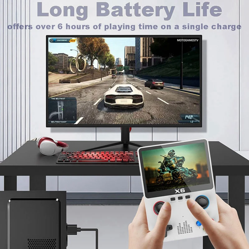 Prenosné X6 Mobilné Hry Hráč S 10000+ Hry 3,5 Palcový IPS Displej 11 Simulátory Duálny Prehrávač GBA Video Herné Konzoly