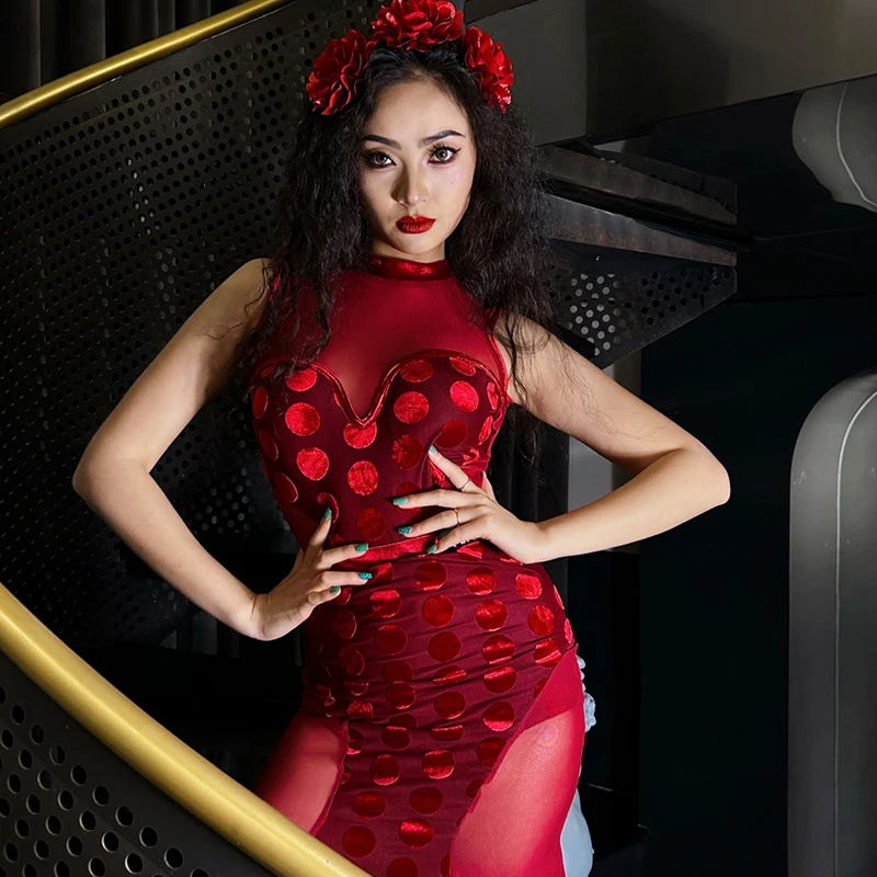 2023 Nové latinské Tanečné Kostýmy Pre Ženy Sexy Velvet Kombinézu Hip Zábal Sukne Vyhovovali Žena latinské Tanečné predstavenie Šaty DQS13176